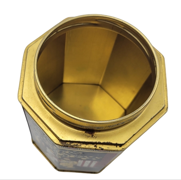 Vintage Oriental ASIAN GEISHA Style Tea Tin Storage Container Octagonal - Picture 12 of 14